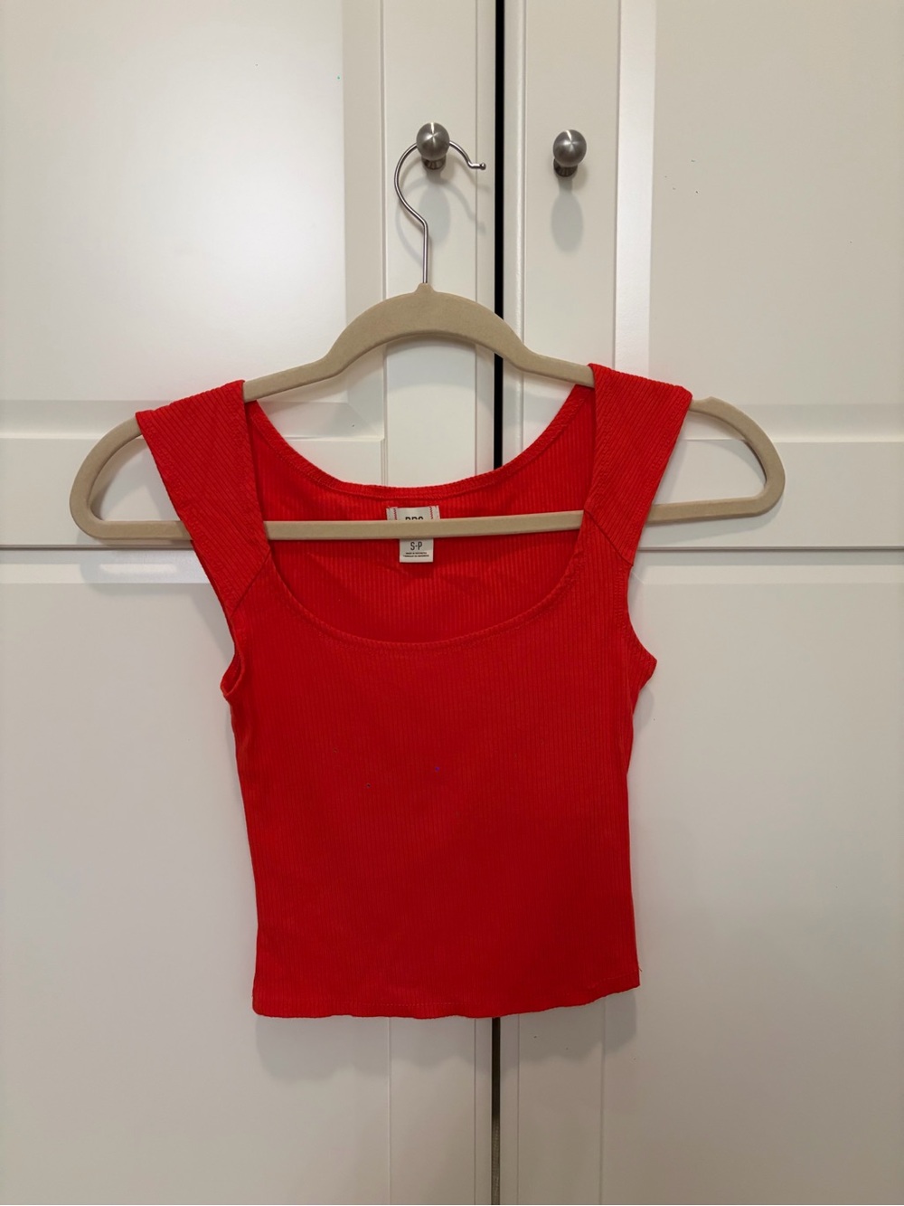 BDG Women's Red (S) and Black (XS) Ribbed Square-Neck Tank Top